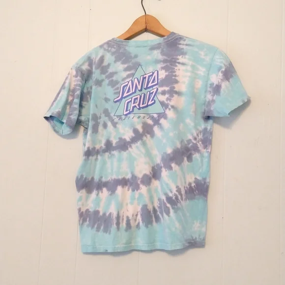 Tie Dyed T-shirt Santa Cruz Skateboards Purple Turquoise - Picture 5 of 5
